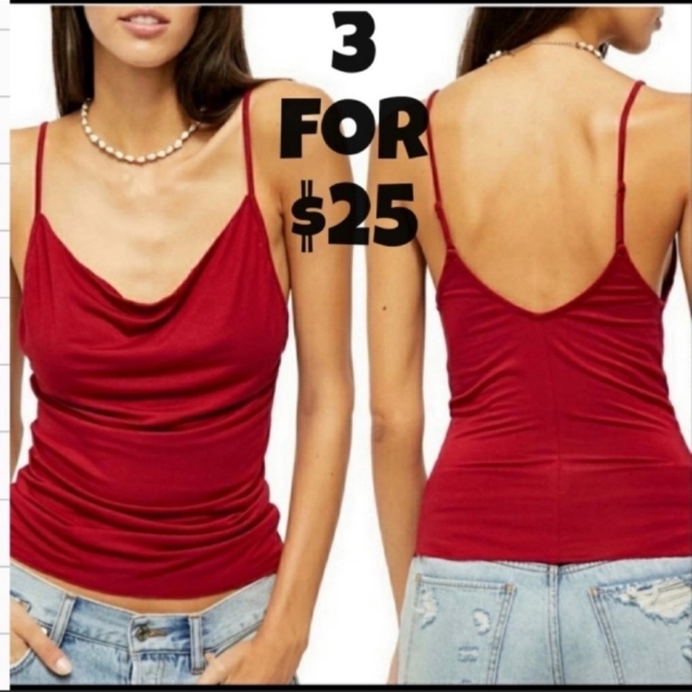 Free People Intimately Disco Days Red Camisole Top S NWT
